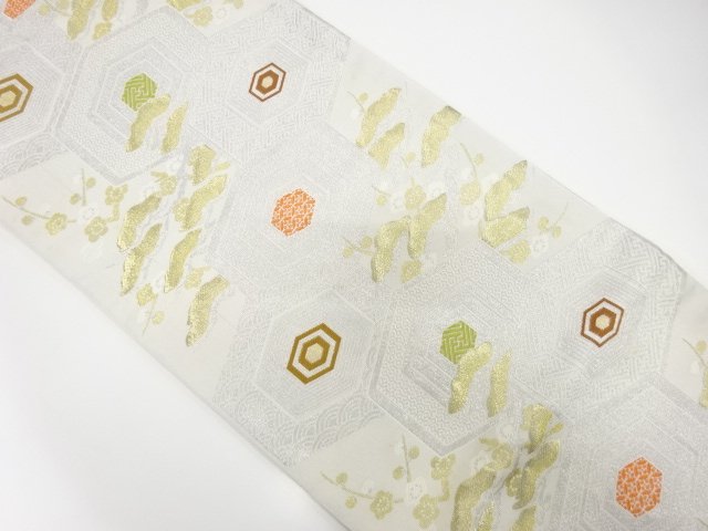 JAPANESE KIMONO / PINE TREE PATTERN WOVEN TORTOISESHELL FUKURO OBI (MA